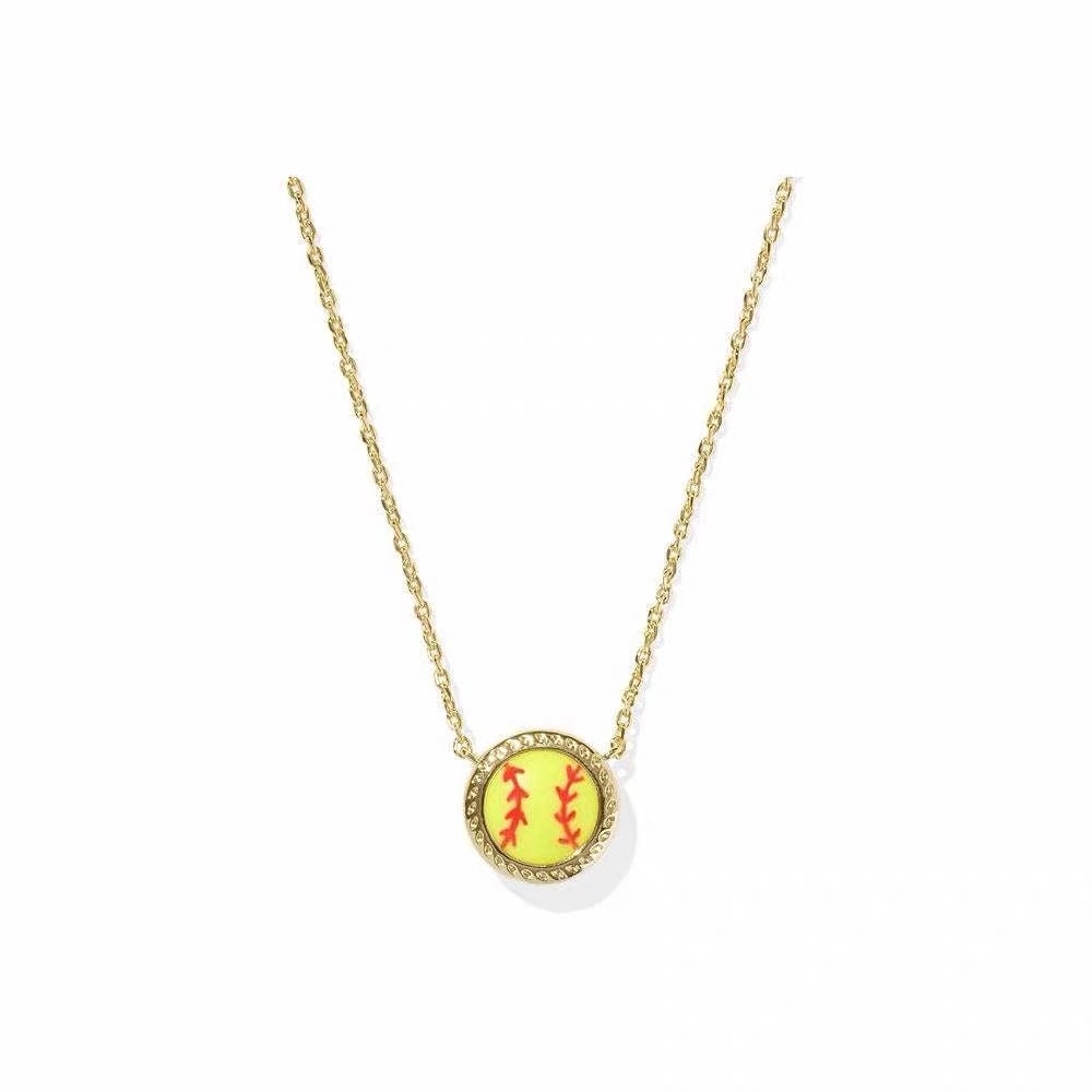 Kate Spade Softball Pendant Gold Tone Necklace